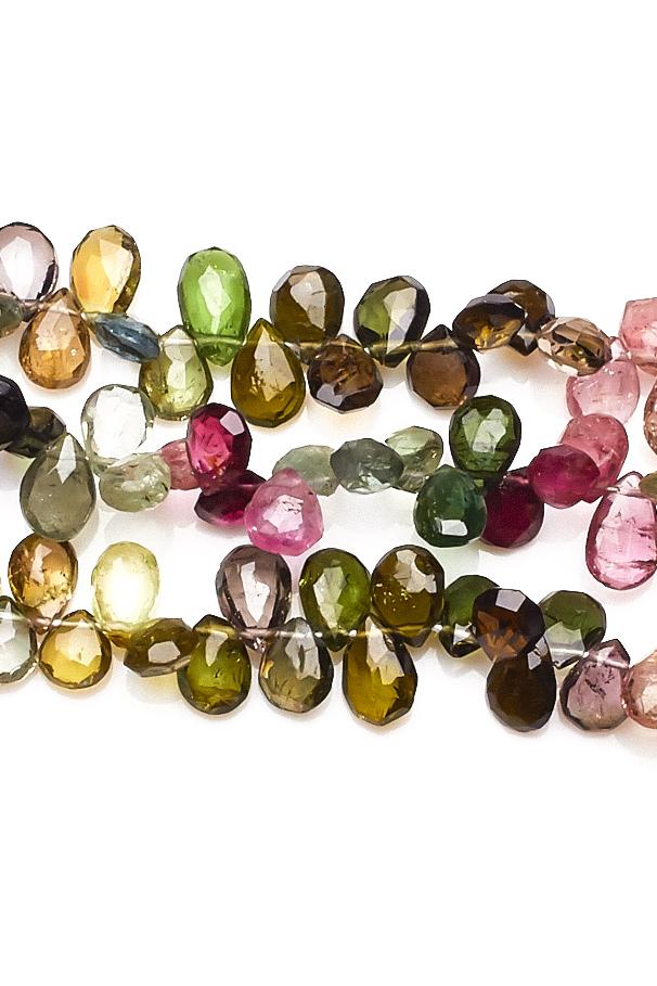 Tourmaline Multi Pear Faceted Natural Beads