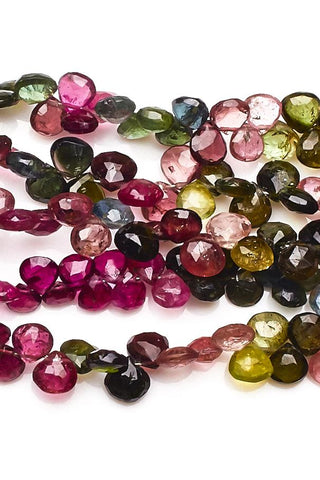 Tourmaline Multi Heart Faceted Natural Beads