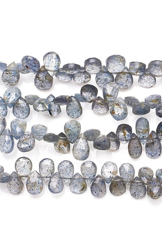 Moss Aquamarine Grey Pear Faceted Natural Beads