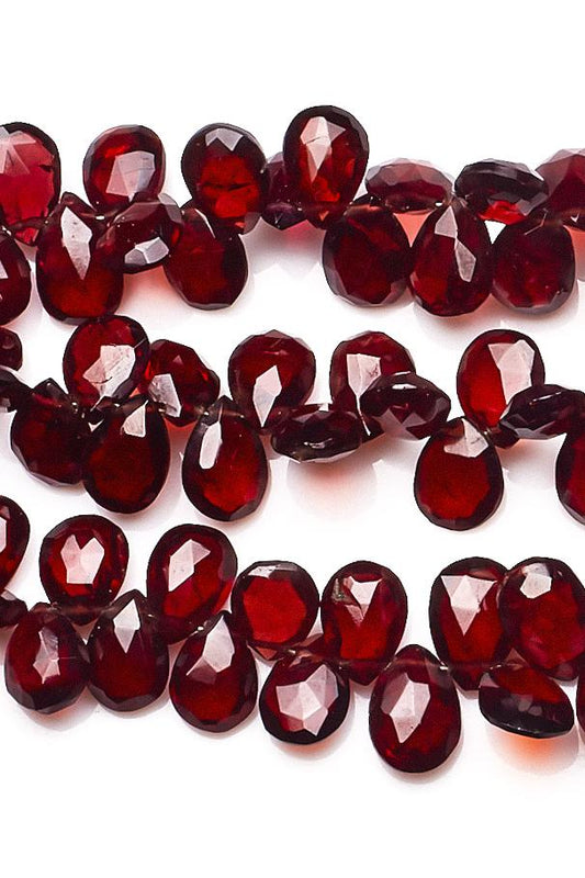 Garnet Red Pear Faceted Natural Beads