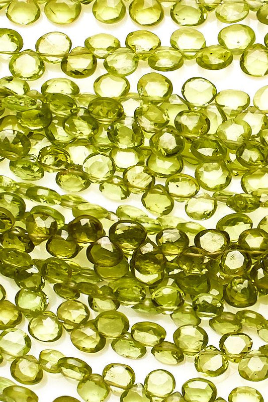 Peridot Green Heart Faceted Natural Beads