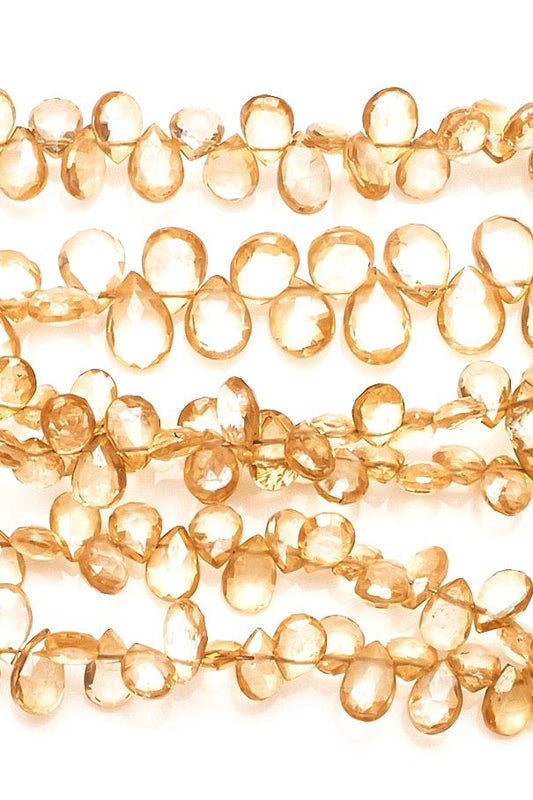 Crystal Quartz Gold Pear Faceted Coating Beads