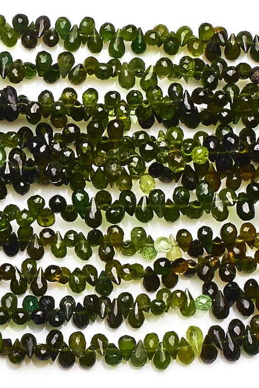 Green Tourmaline Green Drop Faceted Natural Beads