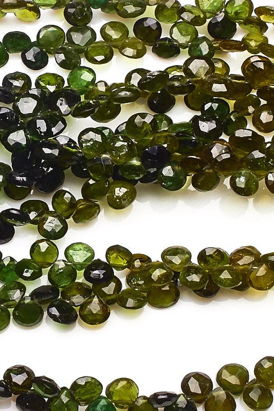 Groussular Garnet Green Heart Faceted Natural Beads