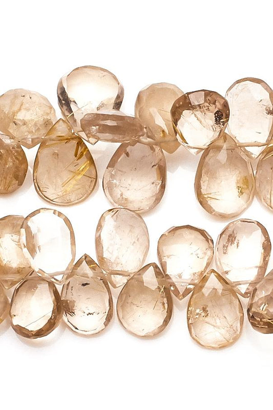 Rutile Gold Pear Faceted Natural Beads