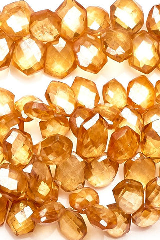 Crystal Quartz Gold Wide Hexagon Faceted Mystic Coating Beads