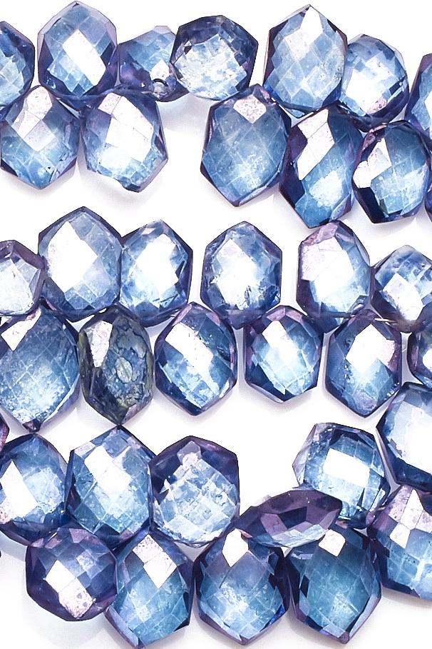 Crystal Quartz Blue Wide Hexagon Faceted Mystic Coating Beads