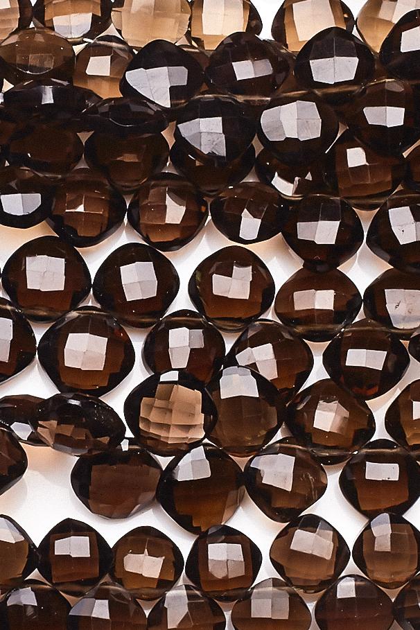 Smoky Brown Curved Square Faceted Natural Beads