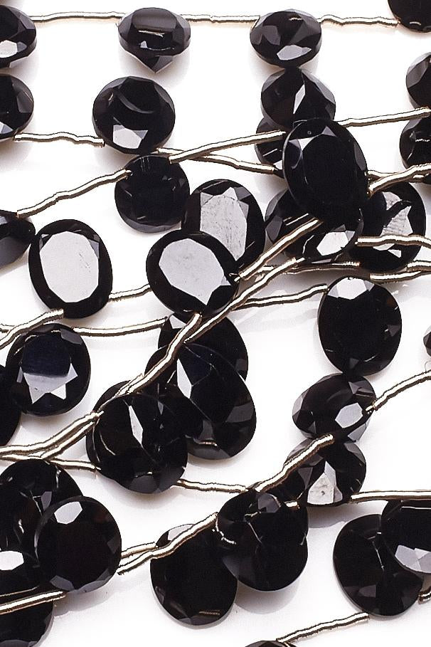 Black Spinel Black Oval Faceted Natural Beads