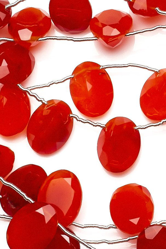 Carnelian Orange Oval Faceted Natural Beads