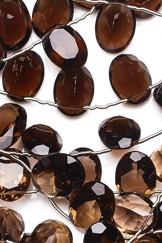 Smoky Quartz Brown Oval Faceted Natural Beads