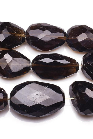 Smoky Quartz Black Nugget Faceted Natural Beads