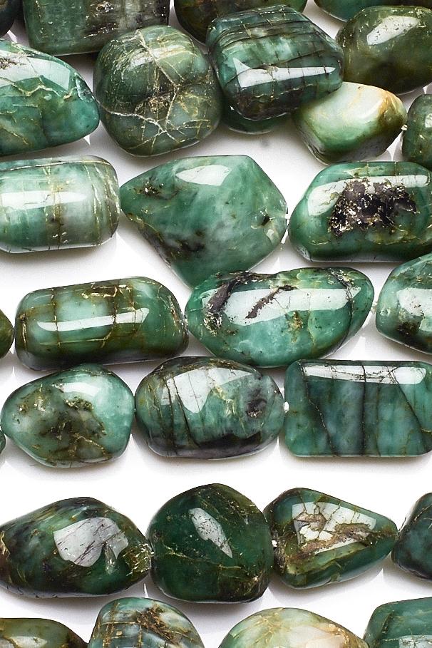 Emerald Green Nugget Smooth Natural Beads