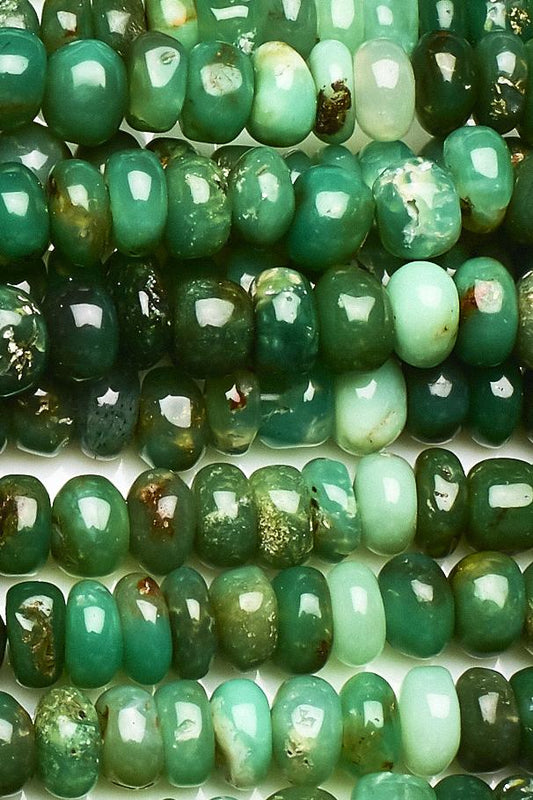 Chrysoprase Green Rondelle Smooth Natural Beads