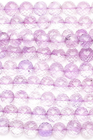 Pink Amethyst  Purple Round Faceted Natural Beads