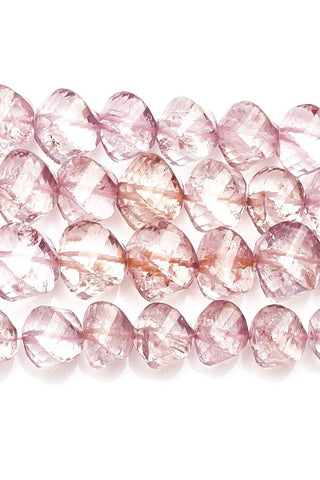 Crystal Quartz Pink Twisted Round Faceted Coating Beads