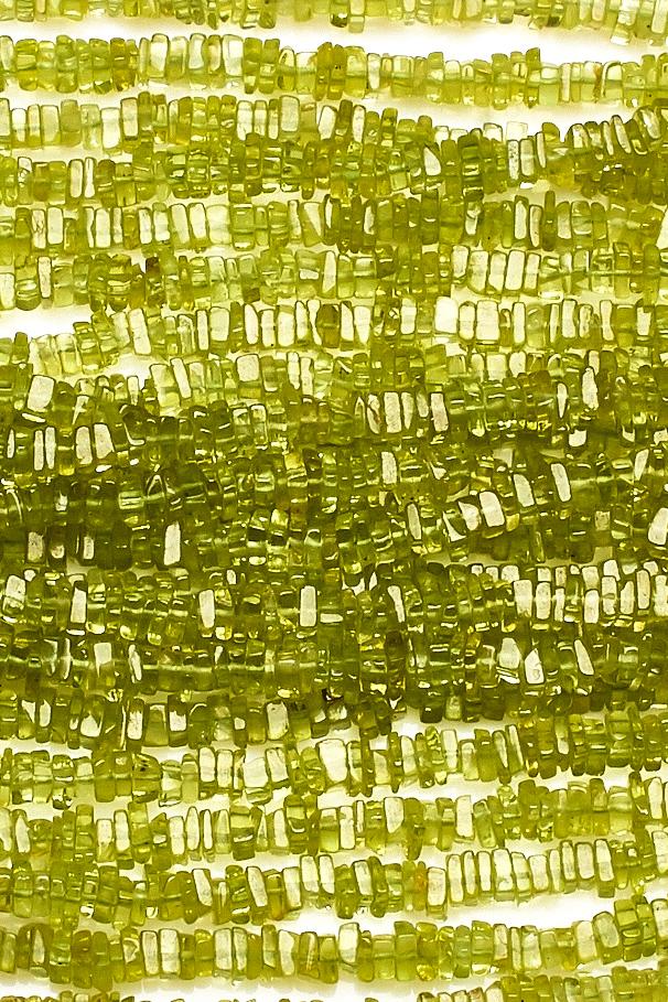 Peridot Green Square Chips Smooth Natural Beads