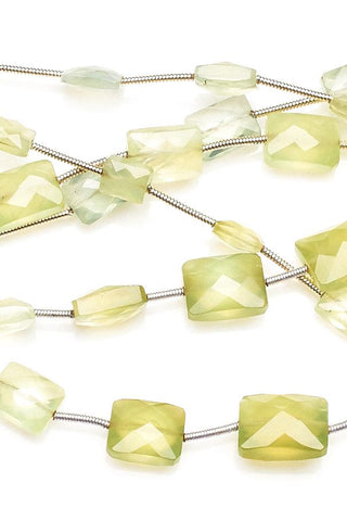 Prehnite Green Rectangle Faceted Natural Beads