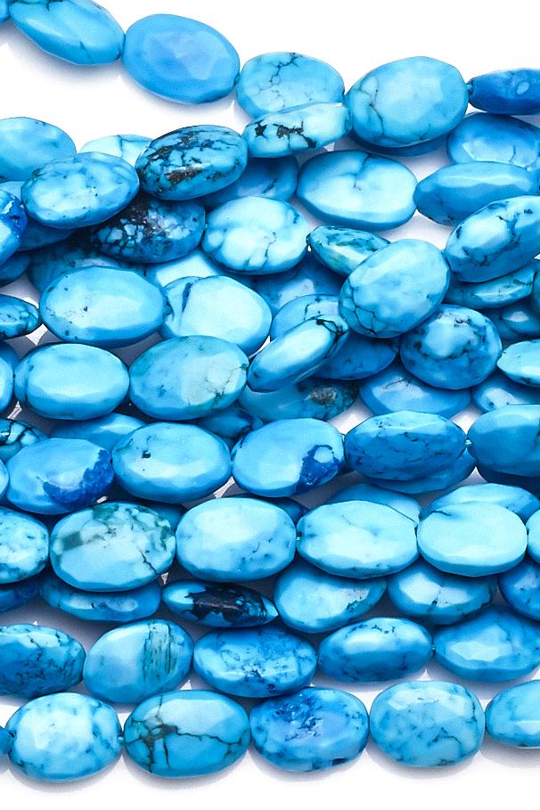 Turquoise Blue Oval Faceted Natural Beads