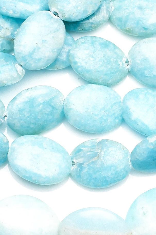 Dyed Quartz Blue Oval Smooth Dyed Beads