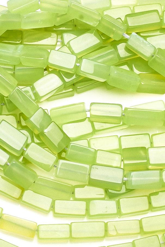 Chalcedony Green Rectange Smooth Heat Treated Beads