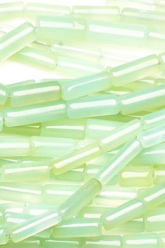 Chalcedony Green Tube Smooth Heat Treated Beads