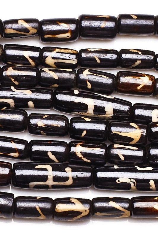 Bone Black Tube Smooth Beads