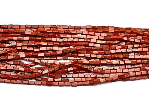 Sunstone Brown Rectangle Smooth Manmade Beads