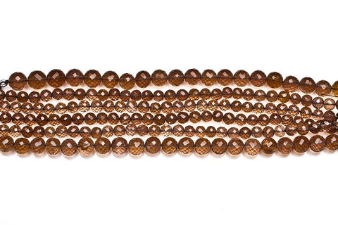 Smoky Quartz Brown Round Faceted Natural Beads