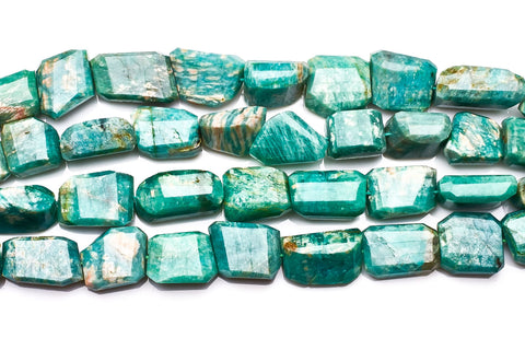 Amazonite Green Nuggets Faceted Natural Beads