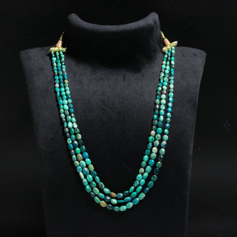 Chrysocolla  Green Oval Smooth Natural Beads Necklace 24 Inches Strands