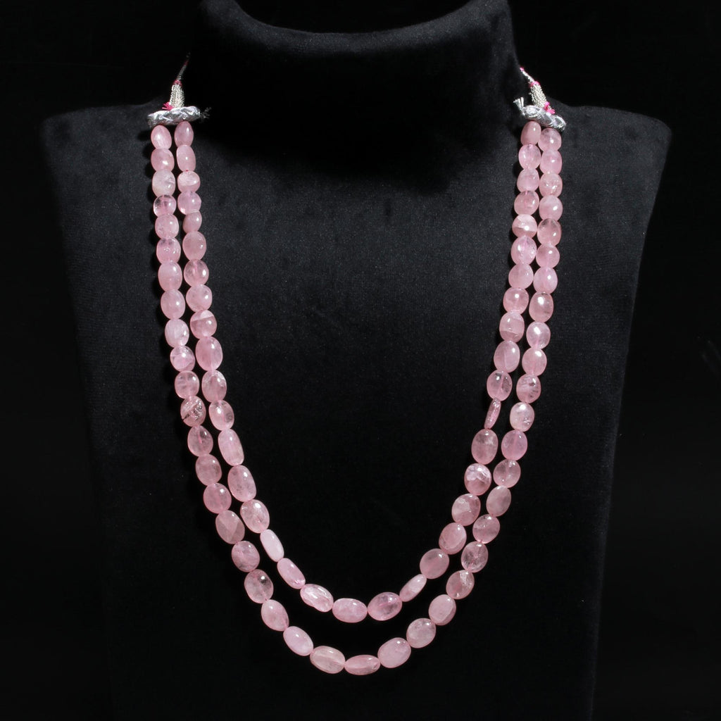 Morganite Pink Oval Smooth Natural Beads Necklace 24 Inches Strands