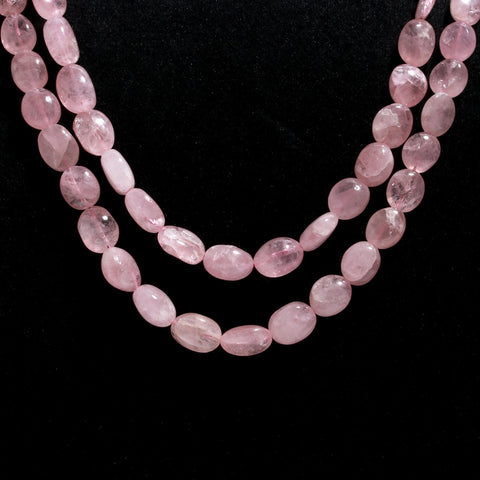 Morganite Pink Oval Smooth Natural Beads Necklace 24 Inches Strands