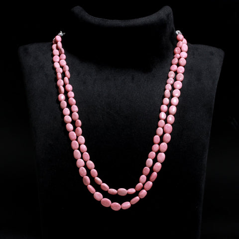 Morganite Pink Oval Smooth Natural Beads Necklace 24 Inches Strands