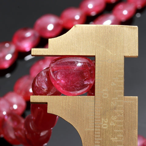 Ruby Red Oval Smooth Natural Beads Necklace 24 Inches Strands