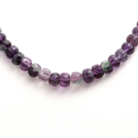 Fluorite Purple Watermelon Smooth Natural Beads Necklace 24 Inches Strands