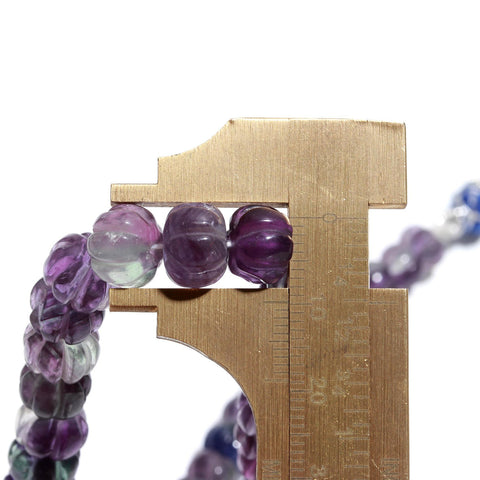 Fluorite Purple Watermelon Smooth Natural Beads Necklace 24 Inches Strands