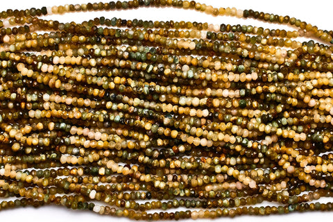 Cats Eye Green Rondelle Faceted Natural Beads