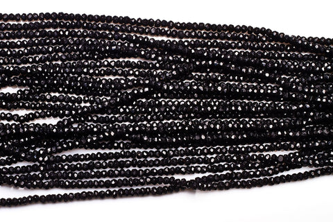 Black Spinel Mixed Rondelle Faceted Natural Beads