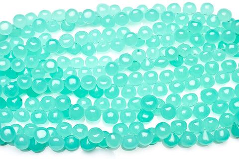 Chalcedony Green Onion Smooth Heat Treated Beads