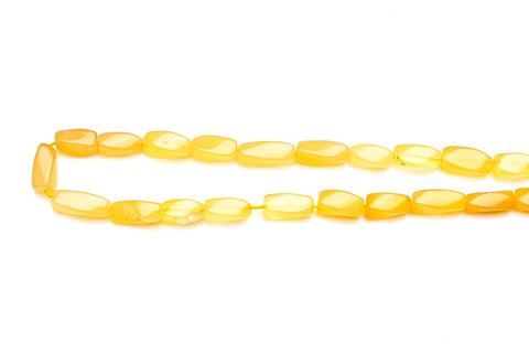 Chalcedony Yellow Twisted Rectangle Smooth Heat Treated Beads