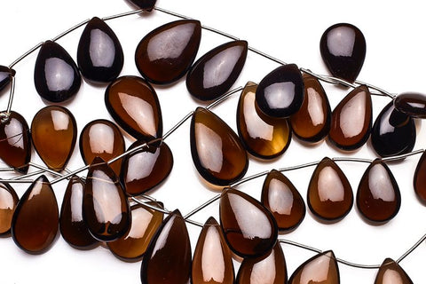 Smoky Quartz Brown Pear Smooth Natural Beads