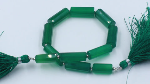 Onyx Green Tube Faceted Natural Beads 8 Inches Strands