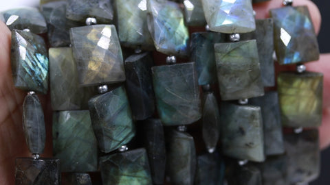 Labradorite Grey Rectangle Faceted Natural Beads 8 Inches Strands