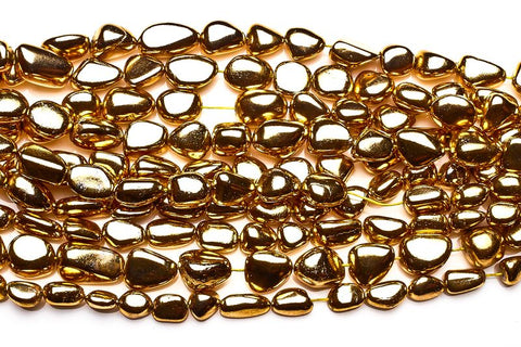 Pyrite Gold Nugget Smooth Coating Beads