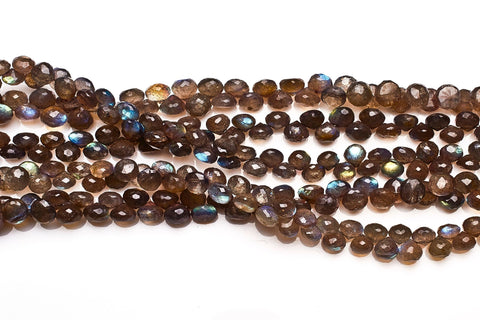 Labradorite Grey Onion Faceted Natural Beads