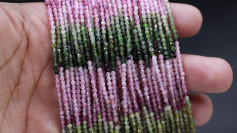 Multi Tourmaline Shaded Multicolor Round Faceted Natural Beads 12.5 Inches Strands