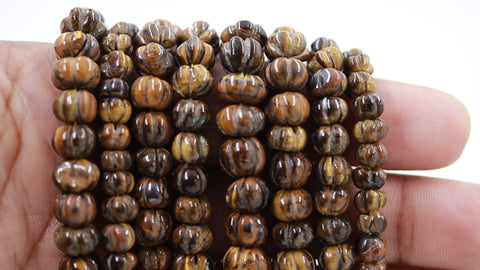 Tiger Eye Brown Watermelon Smooth Natural Beads 16 Inches Strands