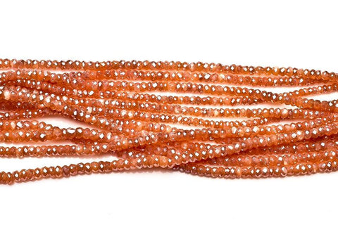 Moonstone Orange Rondelle Faceted Natural Beads