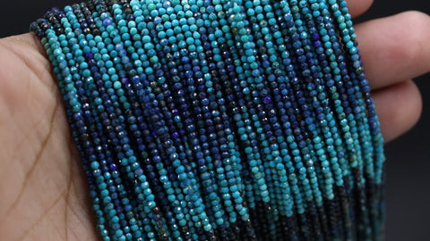 Chrysocolla Shaded Blue Round Faceted Natural Beads 12.5 inches strands